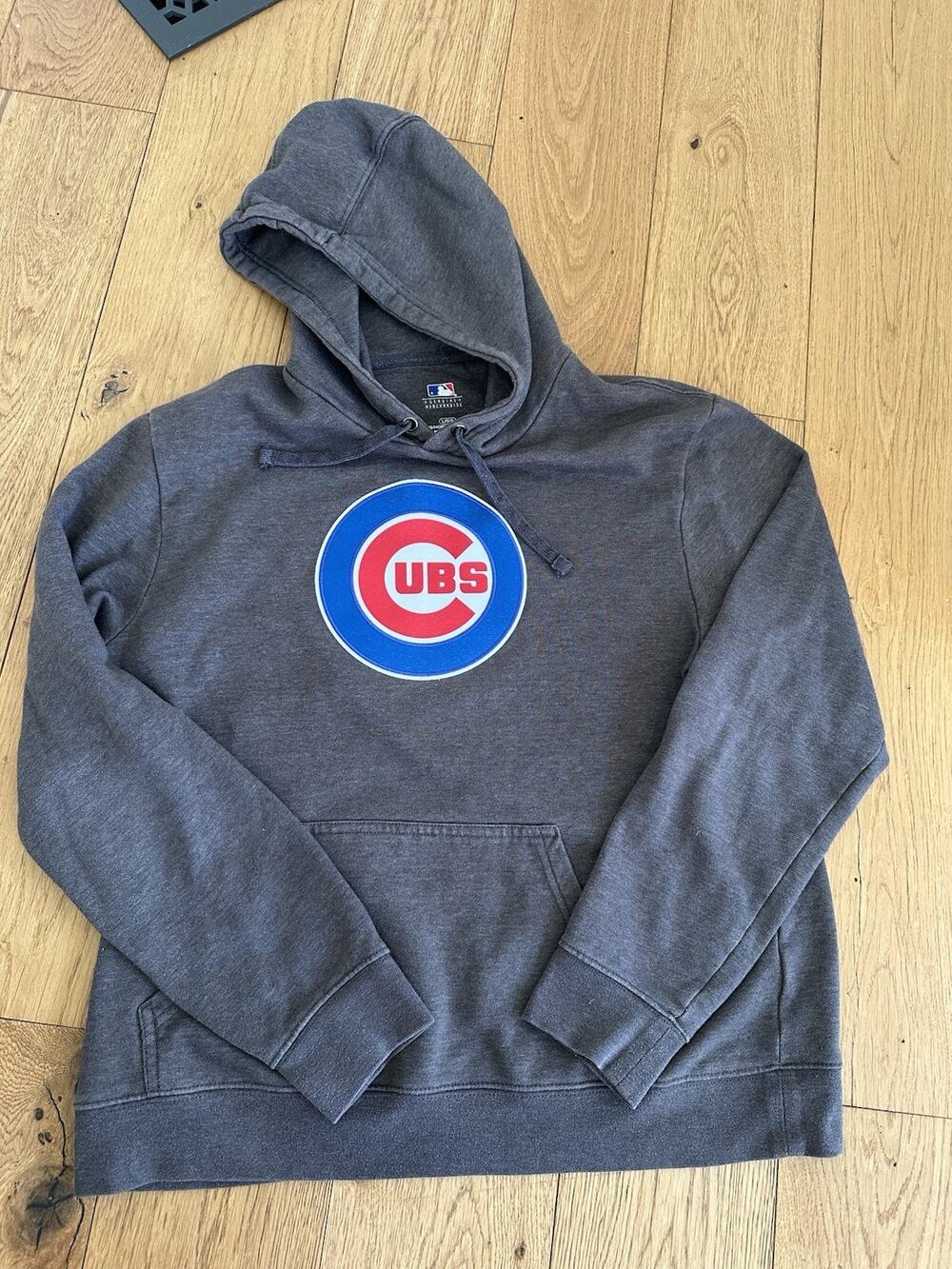 Men's MLB genuine, Merchand Branded Gray 79’ Inspo Chicago Cubs Team Hoodie Sz L